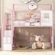 preview thumbnail 1 of 9, Pink Staircase Metal Loft Bed with Roof Design and Storage Box, Twin Size Pink - Twin