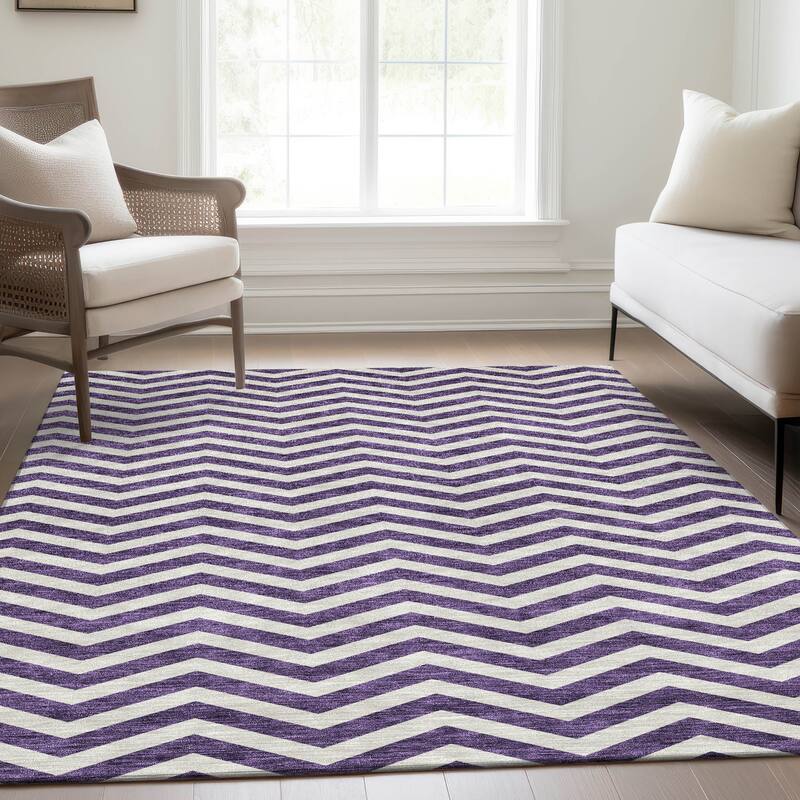 Premium Washable Super Soft Modern Chevron Mayfield Rug
