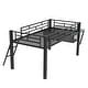 preview thumbnail 10 of 11, Functional Design Metal Loft Bed with Ladder, Guardrail, Built-in Desk, Storage Shelf and LED Light, Twin, Black