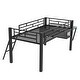 preview thumbnail 10 of 11, Gaming Mid Loft Bed with Desk, LED, Twin, Black