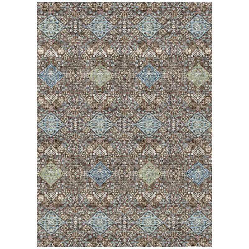 Machine Washable Indoor/ Outdoor Boho Panel Chantille Rug
