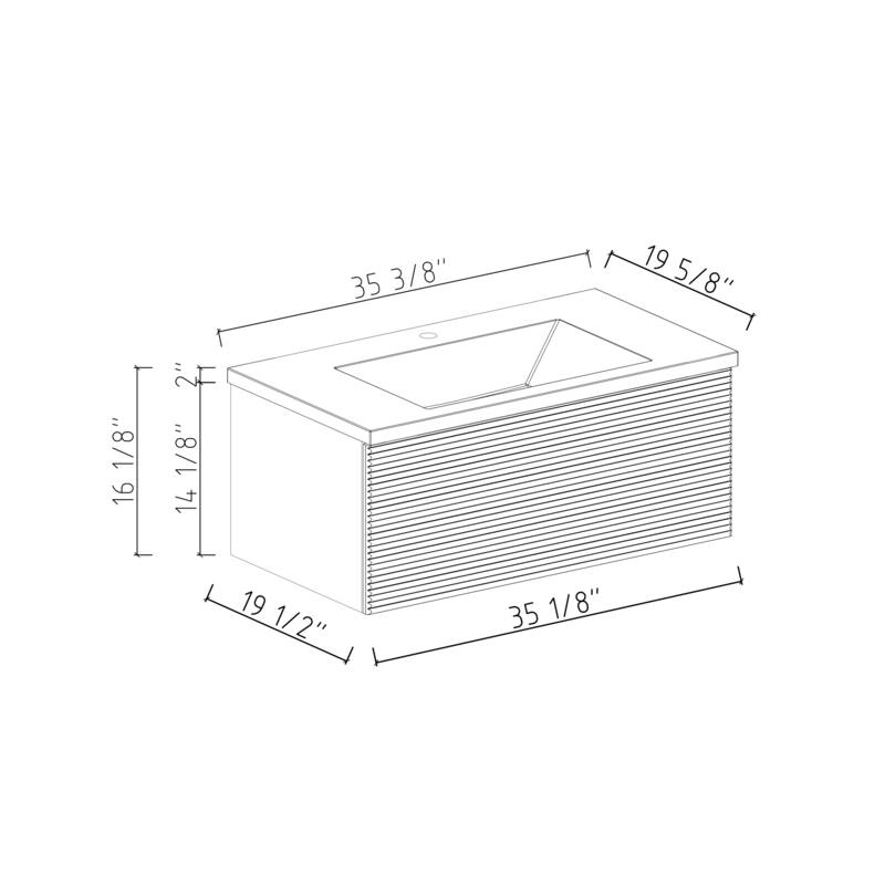 MDF Wall-Mounted Bathroom Vanity Set with Integrated Resin Sink with Drain in Matte Black