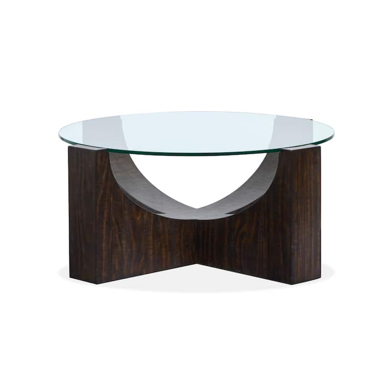 Magnussen Home Beckham Rustic Tavern Round Cocktail Table With Casters - 40''W x 40''D x 17.5''H