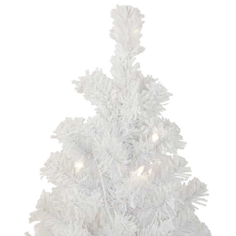 3.5' Potted Winter Pine White Tinsel Artificial Tree Clear Lights - 3.5 Foot