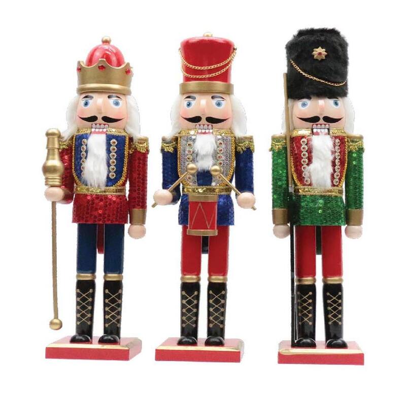 15 inch Sequin Nutcracker, Set of 3 - red