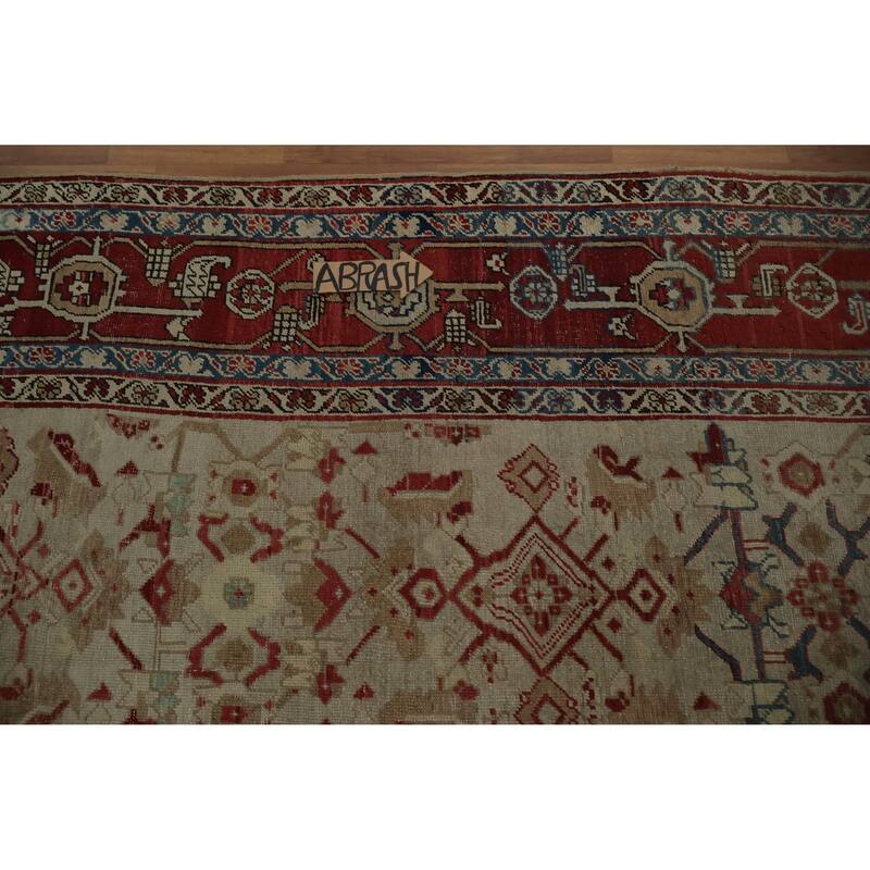 Hand Knotted Oriental 100% Wool Carpet Traditional Floral Beige & Ivories Sultanabad (Ziegler) Area Rug - 11' 0'' X 9' 1''
