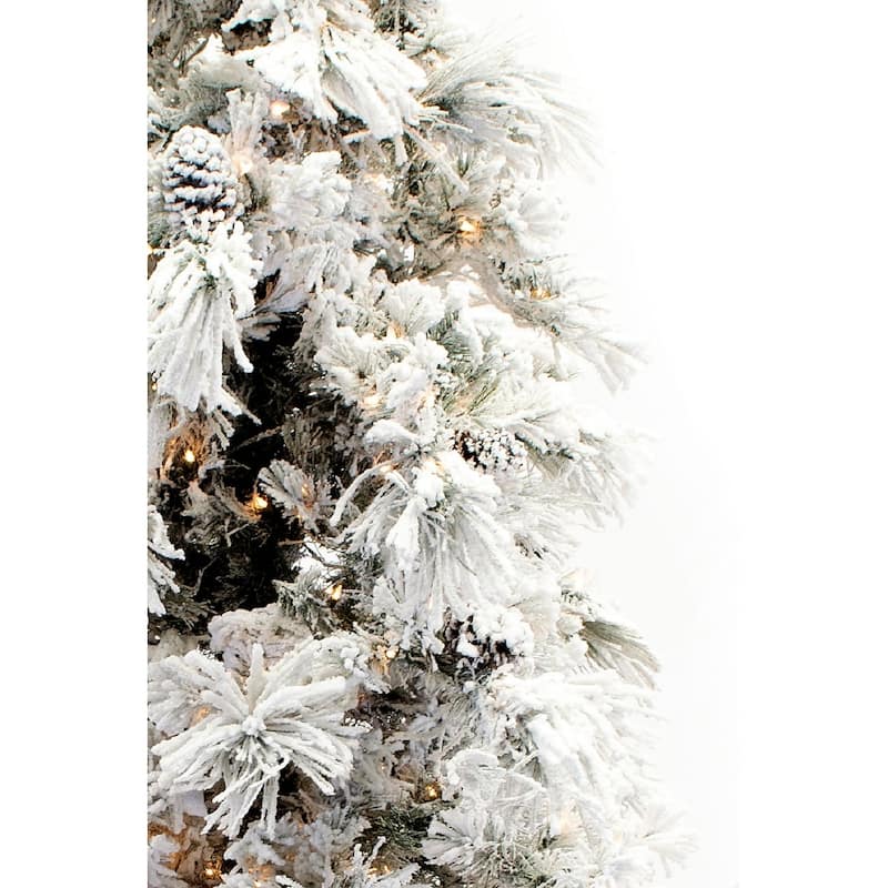 7.5' Flocked Pine Long Needle Prelit Christmas Tree - On Sale - Bed ...