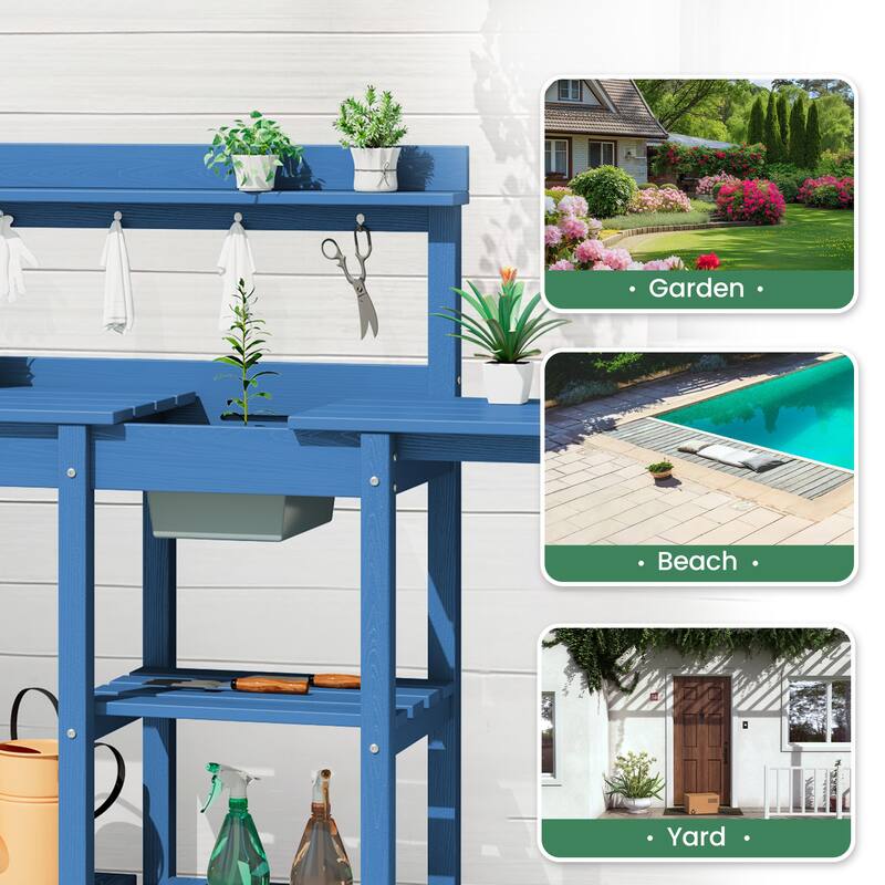 HDPE Patio Outdoor Potting Table, Versatile Gardening Planting Workbench