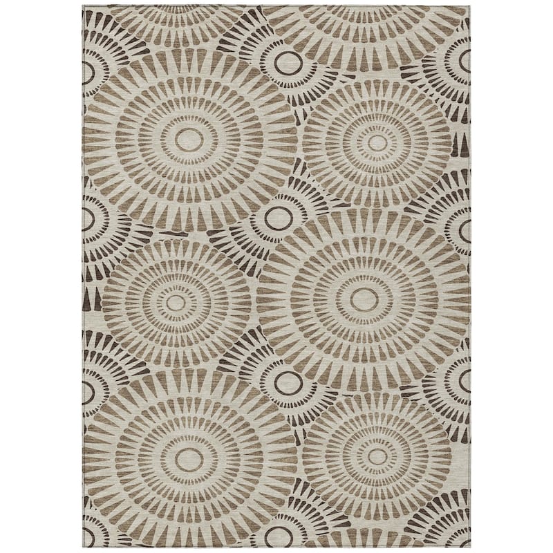 Machine Washable Indoor/ Outdoor Chantille Contemporary Burst Rug
