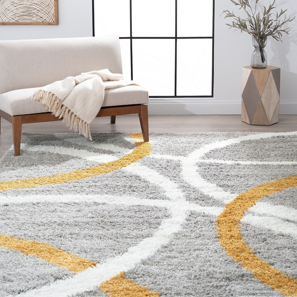 Upscale Shag Modern & Contemporary Abstract Indoor Area Rug
