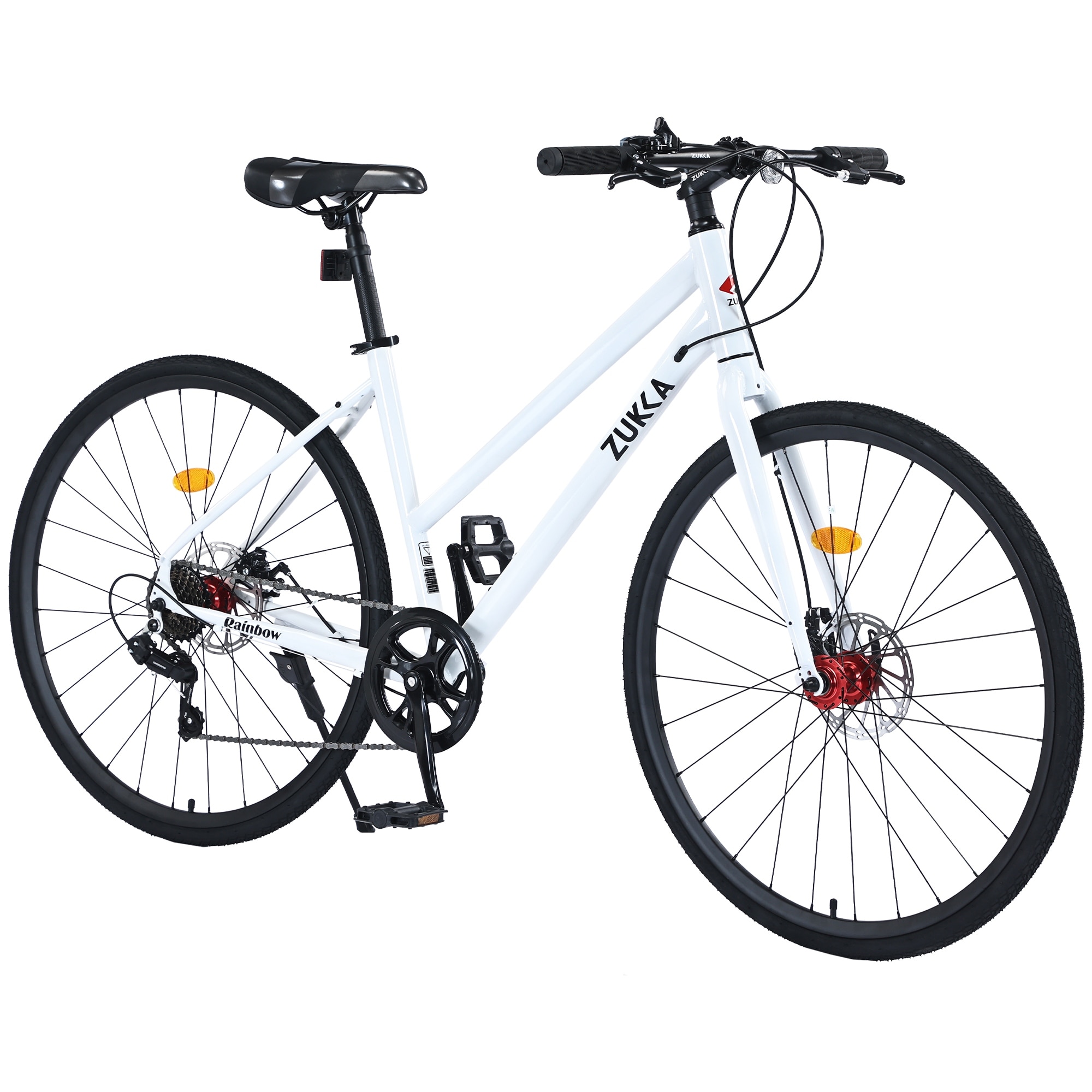 7 Speed Hybrid bike Disc Brake 700C Road Bike For men women's City Bicycle Front and Rear Disc brakes