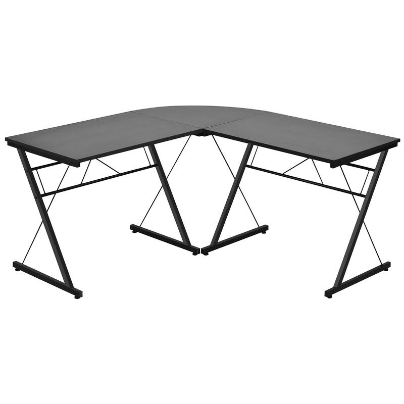 L Shaped Corner Computer Desk Space Saving Workstation Study Desk - Black