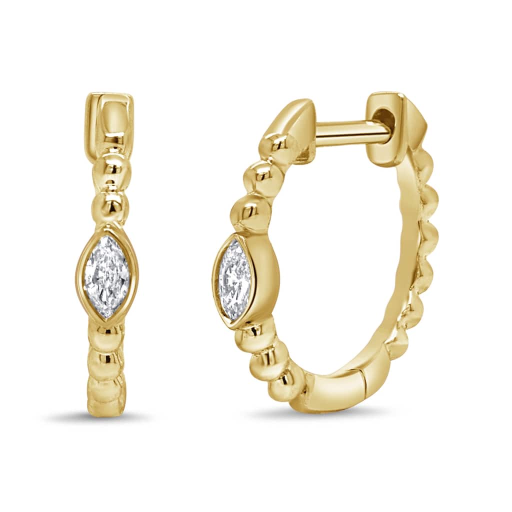 Joelle Collection 14K Yellow Gold Diamond Huggie Earrings 0.5 Inches