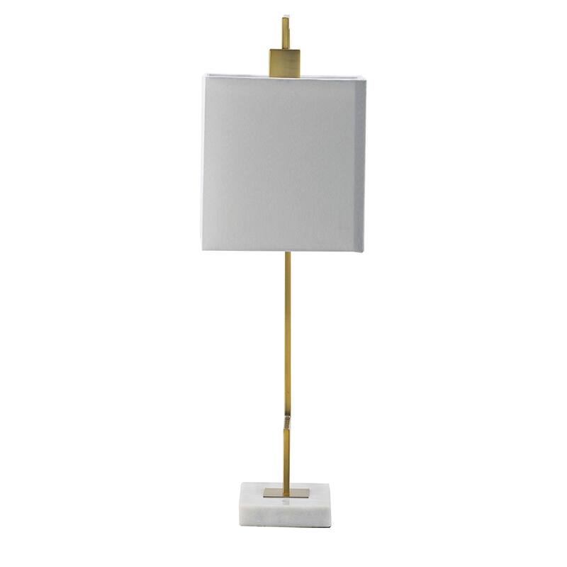 9x14x25 Inch White and Gold Metal Table Lamp with Marble Base and Square Shade Modern Home Office Lighting
