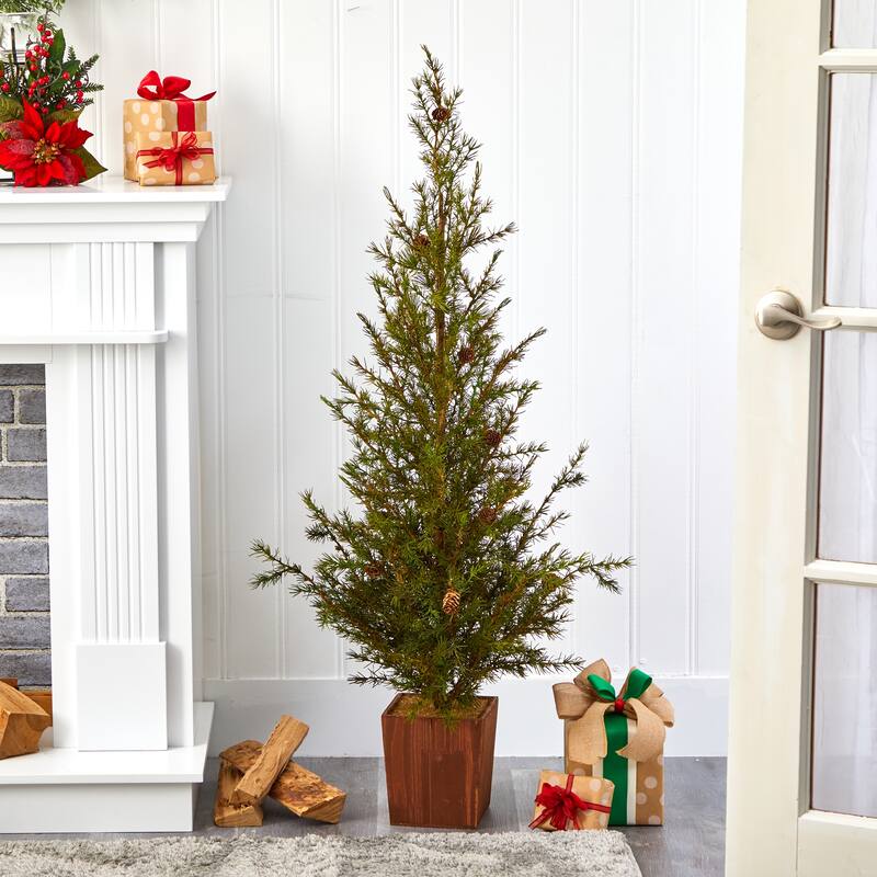 4' Alpine "Natural Look" Christmas Tree with Pine Cones - Green