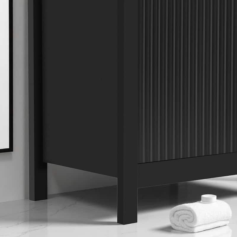 Wave Pattern Sideboard Cabinet with 3 Drawers, Soft-Close Doors & Adjustable Shelves, Entryway Storage Console