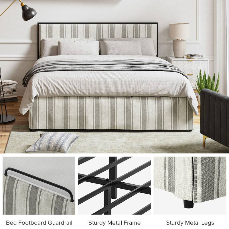 Oliver Modern Washable Slipcover Bed Upholstered Metal by HULALA HOME