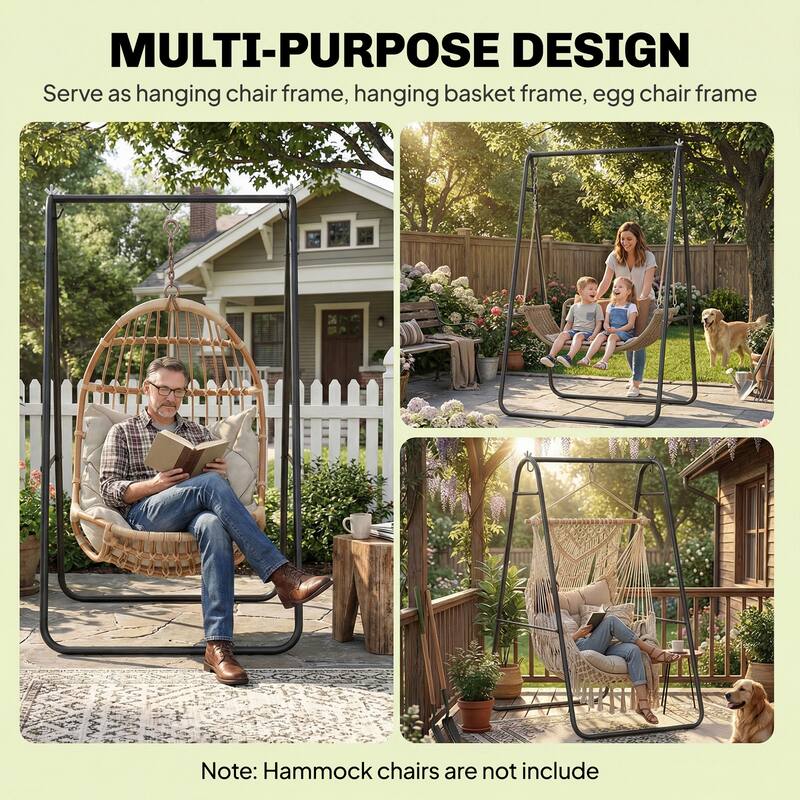 Outsunny Hammock Chair Stand Only, Hanging Chair Stand, Heavy Duty Solid Steel A-Frame Construction for Hanging Hammock