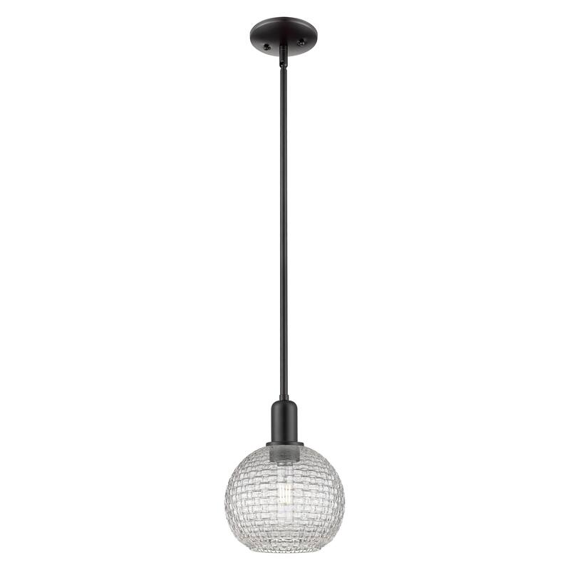 Innovations Lighting Endless Possibilities Arcadia - Athens - 1 Light 8" Basketweave Stem Hung Mini Pendant - Matte Black