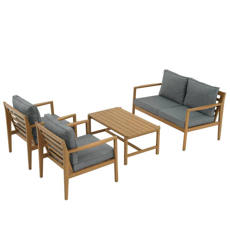 Outdoor 4 Piece Leisure Solid Wooden Chair Set