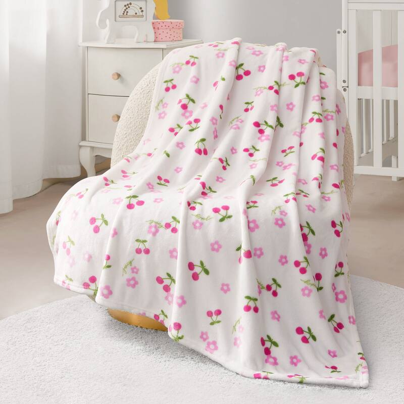 Juicy Couture Plush Baby Throw Blankets - Daisy Cherries - 40" x 50"