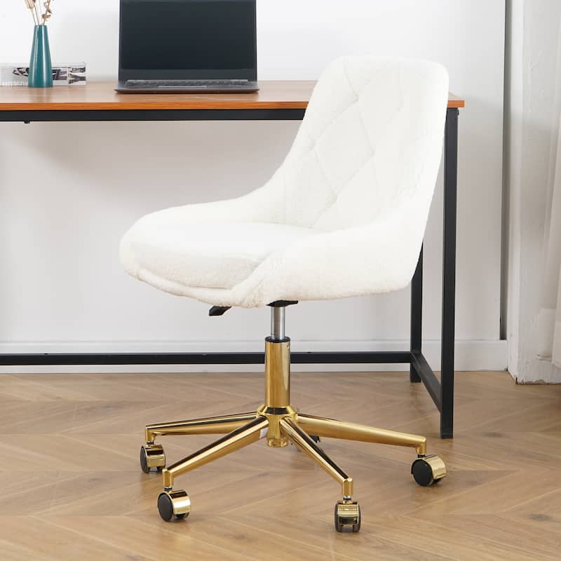 (set of 1)teddy fleece fabric with gold legs chair,lift adjustment