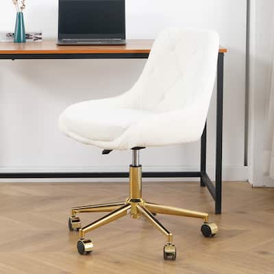 Beige+Gold Teddy Modern 22.3" Upholstered Buttons Tufted Accent Chair with Chrome Legs for Living Room