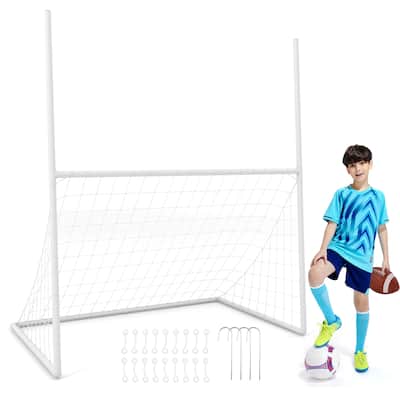 Gymax 2 in 1 Football Training Equipment w/ 4 Ground Stakes 18 Bungee