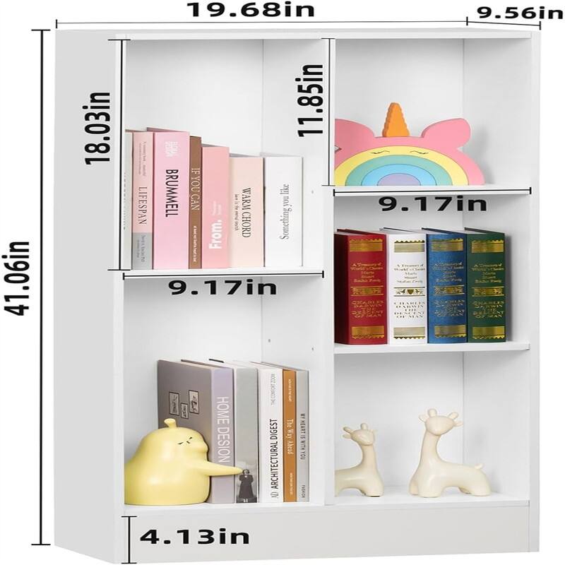 5 Cube Bookshelf Small Modern Horizontal Bookcase - 9.56"D x 19.68"W x 41.06"H
