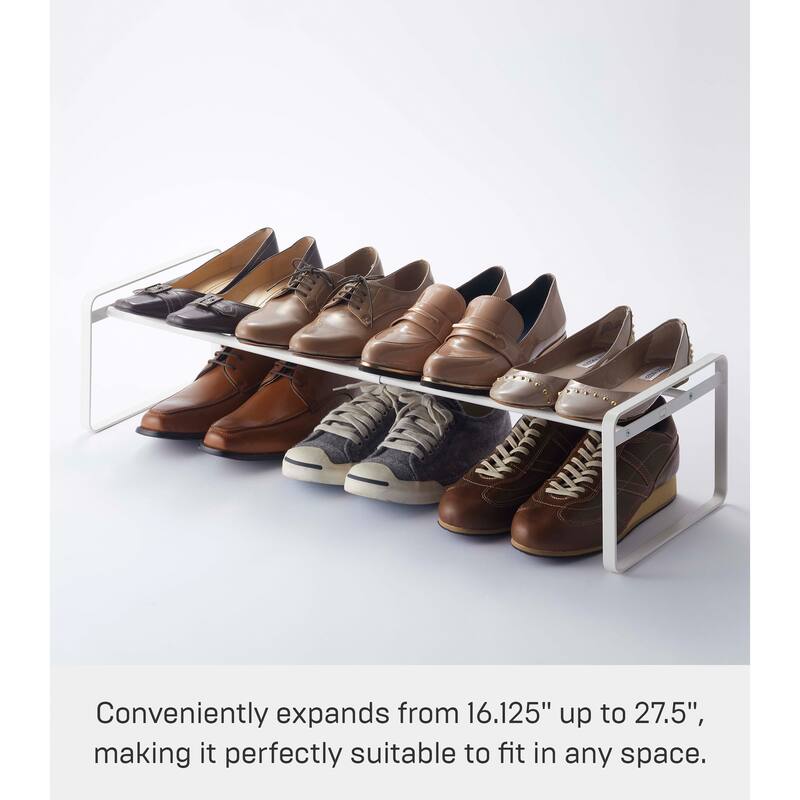 Yamazaki Home Stackable Shoe Rack, Steel, Holds up to 4 pairs of shoes per shelf, Holds 6.6 lbs, Expandable