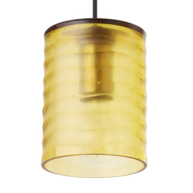 Sydney River of Goods Gold Metal and Amber Hand Blown Glass 5-Inch Pendant Light with Adjustable Hanging Cord - 5" x 5" x 62"