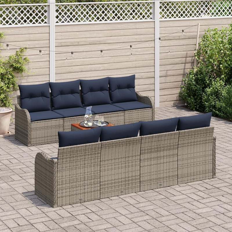 vidaXL 9 Piece Garden Sofa Set with Cushions - 90.9×24.4×27.2