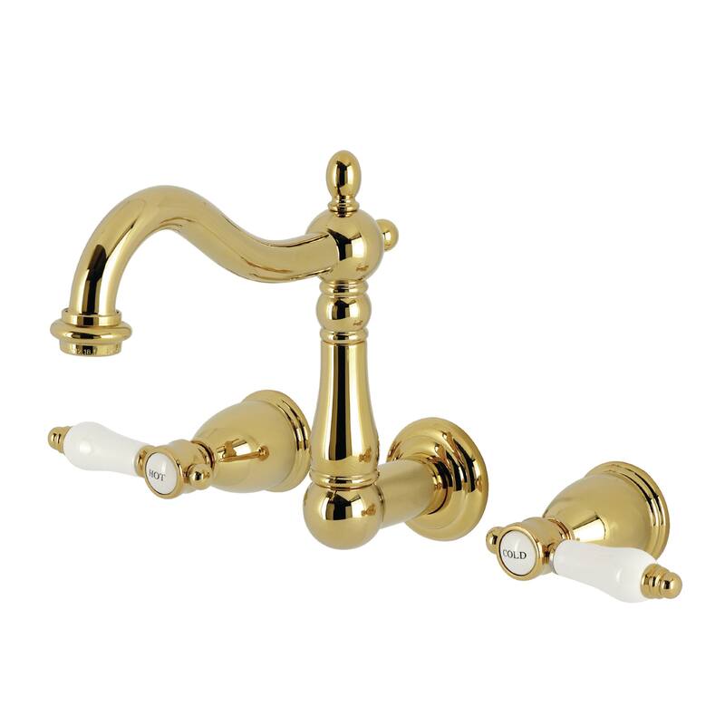 Kingston Brass KS125.BPL Bel-Air 1.2 GPM Wall Mounted Widespread - Polished Brass - Polished Brass