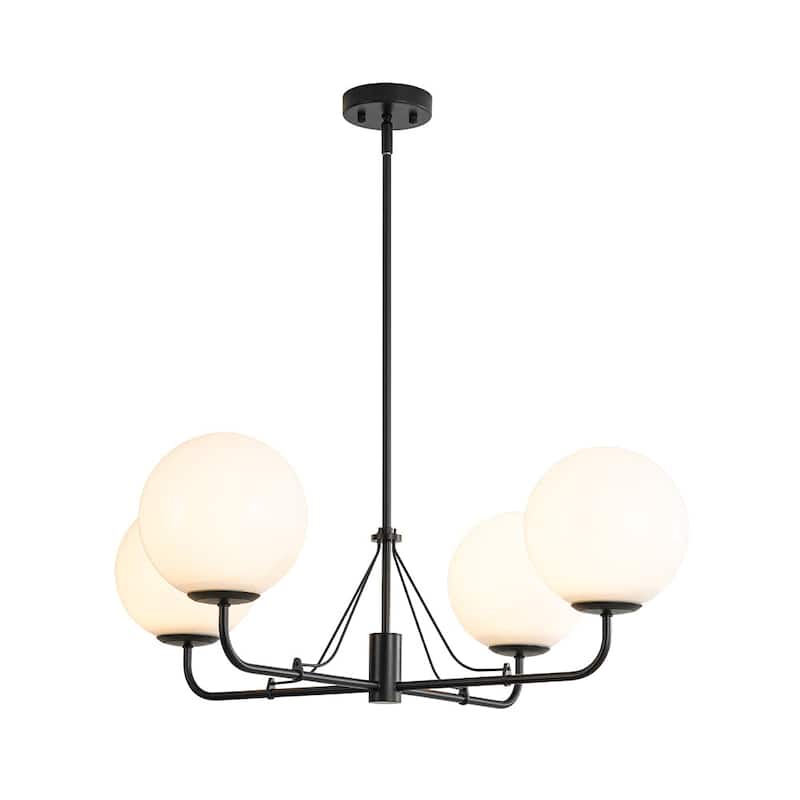 Modern Opal Glass Globe Quadra Dining Chandelier