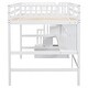 preview thumbnail 16 of 39, Full Size Solid Wood Loft Bed with Built-in Desk, Bookshelves and Storage Staircase