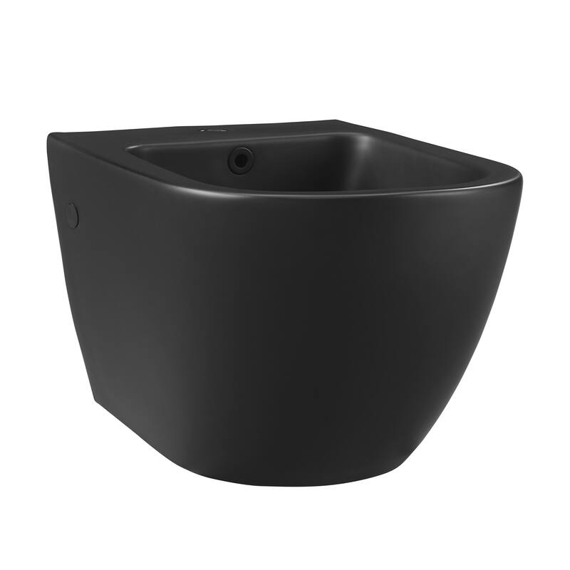 Angers Wall Hung Bidet In Matte Black - 21.65" x 14.55" 13"