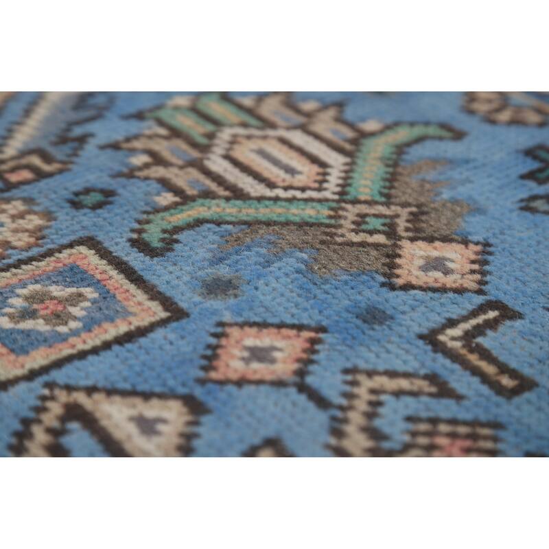 Pink Geometric Tabriz Persian Vintage Rug Hand-Knotted Wool Carpet - 9'8" x 12'11"