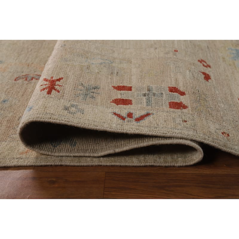 Transitional Vegetable Dye Oushak Turkish Rug Handmade Wool Carpet - 7'11"x 10'2"