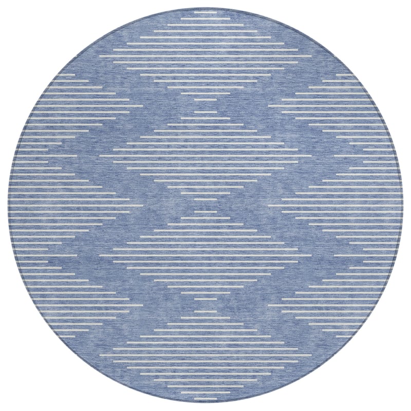 Machine Washable Indoor/ Outdoor Modern Stripe Chantille Rug