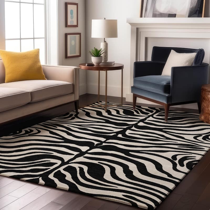 Premium Washable Super Soft Zebra Print Mayfield Rug - Black - 8' x 10'