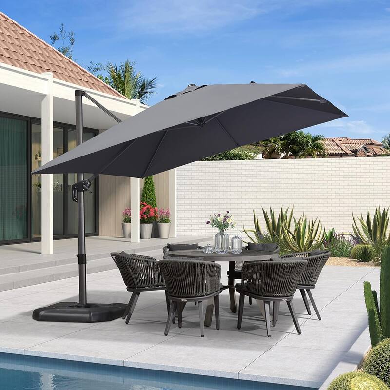 PURPLE LEAF 10 ft Square 360 Degree Rotation Patio Cantilever Umbrella