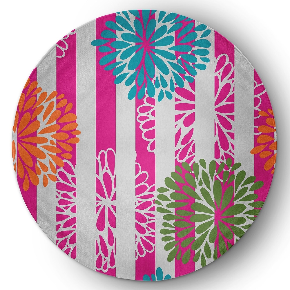 Flower Bursts Spring Chenille Indoor/Outdoor Rug