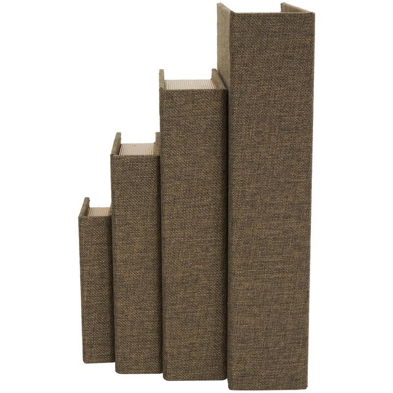 Roche River Decor - Linen Fabric Chevron Patterned or Texxtured Faux Book Storage Box - Set of 3 or 4 Multi-Colored
