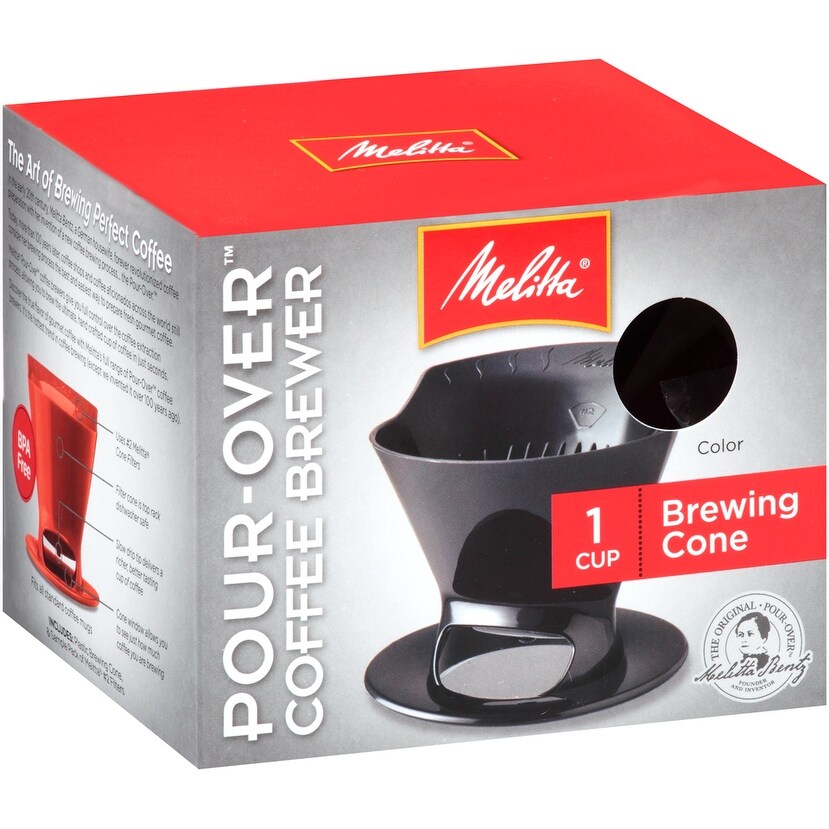 Melitta 1 Cup Pour Over Coffee Brew Cone Black Bed Bath