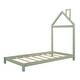 preview thumbnail 6 of 9, Green Twin Size Wood Bed with House Headboard for Kids