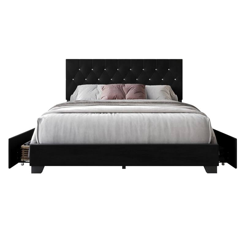 Sheffield Tufted Upholstered Storage Platform Bed