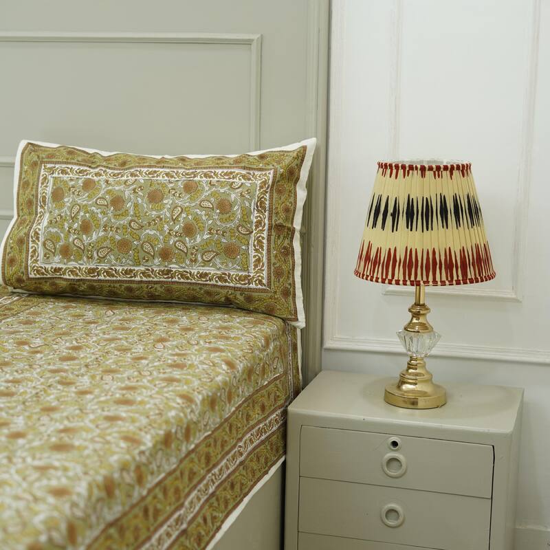 Fabdivine Handmade Block Print Flat Sheet or Bed Sheet Cotton Fabric Floral Home Decor