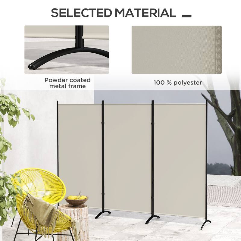 HOMCOM 3 Panel Room Divider Screen, 6 Ft Tall Folding Privacy Screen, Freestanding Partition Wall Divider