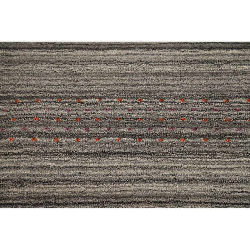 Hand Knotted Oriental 100% Wool Carpet Tribal Tribal Greys & Charcoal Gabbeh Area Rug - 7' 8'' X 5' 0''