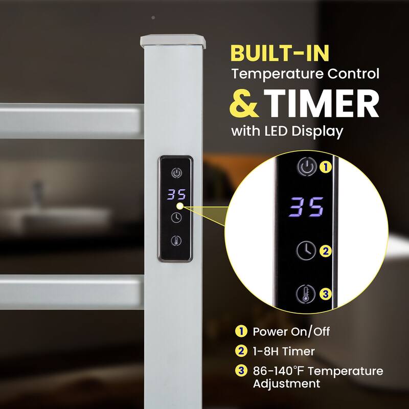 Gymax Freestanding Wall Mounted Towel Warmer 6-Bar Aluminum Heated